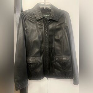 Eddie Bauer Dark Brown Lambskin Leather Jacket Womens M Excellent Vintage